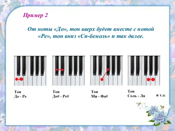 Пример 2 От ноты «До», тон вверх будет вместе с нотой