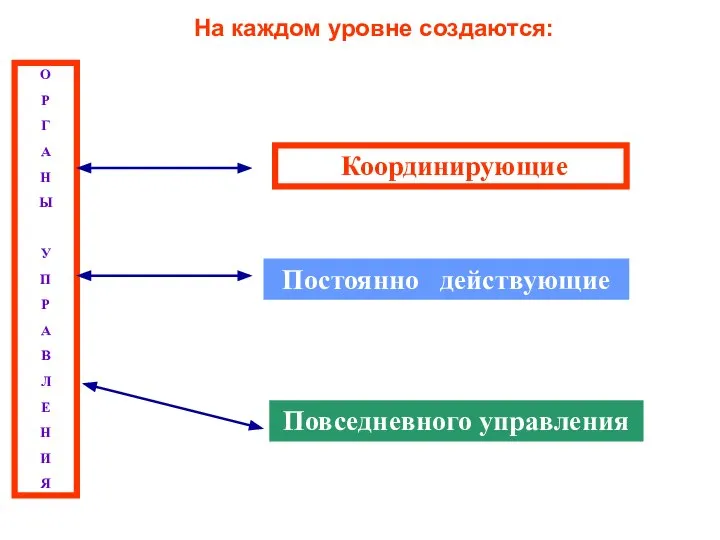 Координирующие Постоянно действующие Повседневного управления О Р Г А Н Ы