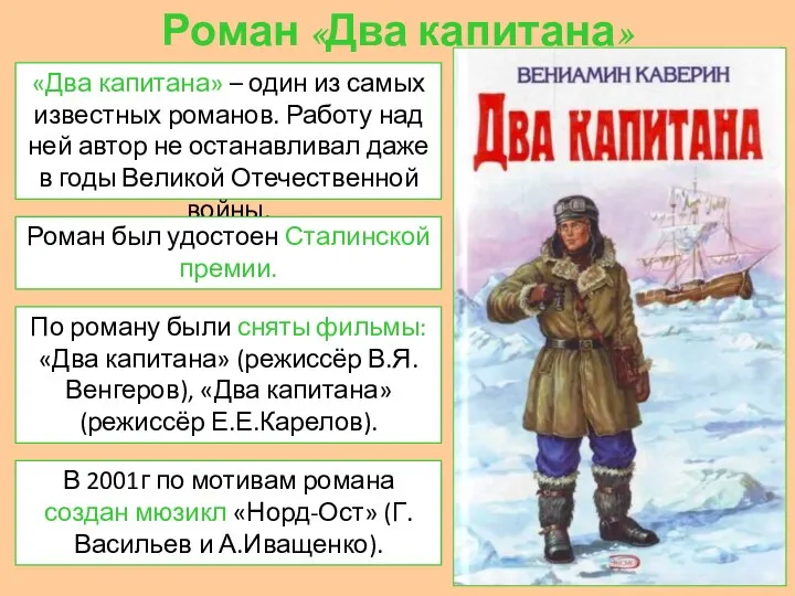 Роман «Два капитана» «Два капитана» – один из самых известных романов.