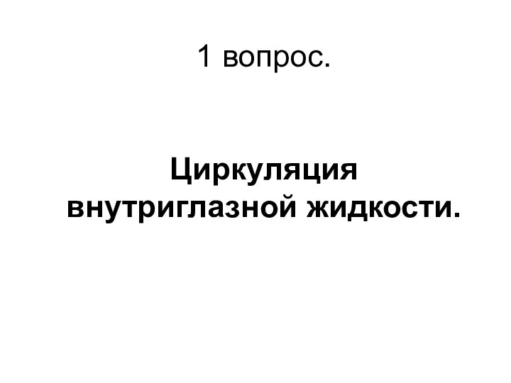 1 вопрос. Циркуляция внутриглазной жидкости.