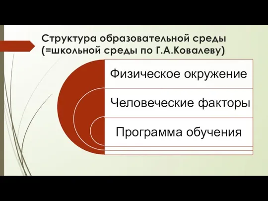 Структура образовательной среды (=школьной среды по Г.А.Ковалеву)