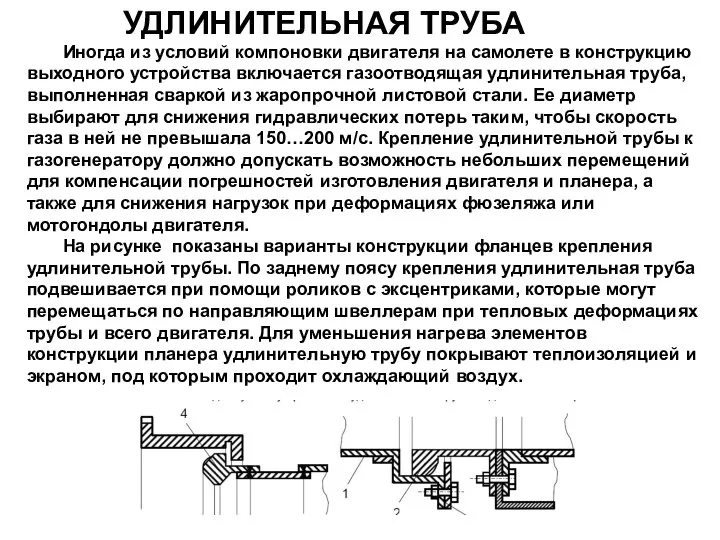 УДЛИНИТЕЛЬНАЯ ТРУБА Иногда из условий компоновки двигателя на самолете в конструкцию