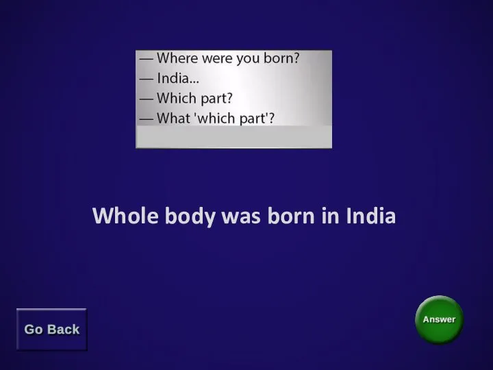 Whole body was born in India