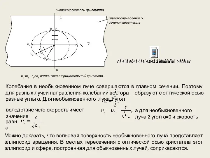 Колебания в необыкновенном луче совершаются в главном сечении. Поэтому для разных