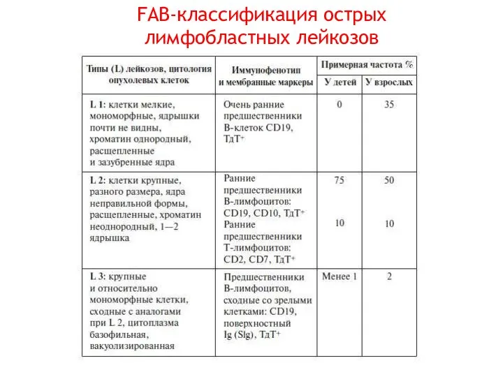 FAB-классификация острых лимфобластных лейкозов