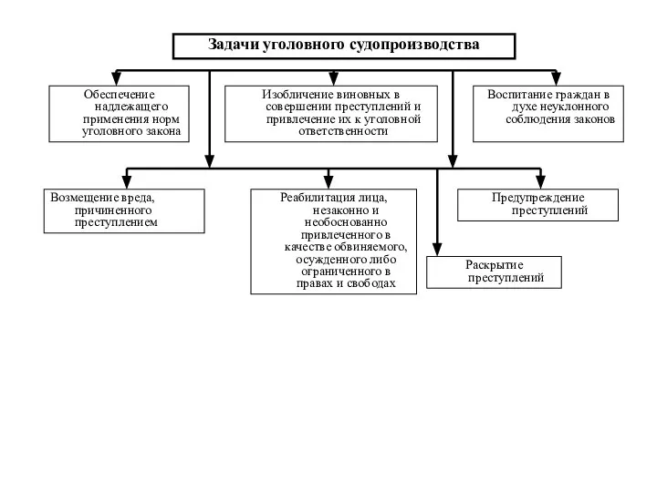 Задачи уголовного судопроизводства Обеспечение надлежащего применения норм уголовного закона Раскрытие преступлений