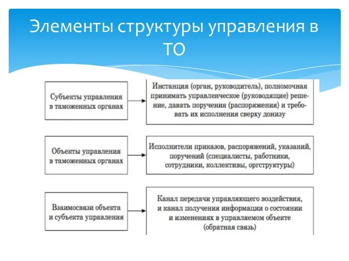 Элементы структуры управления в ТО