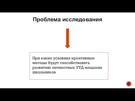 Проблема исследования При каких условиях креативные методы будут способствовать развитию личностных УУД младших школьников