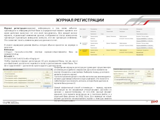 Журнал регистрации содержит информацию о том, какие события происходили в информационной