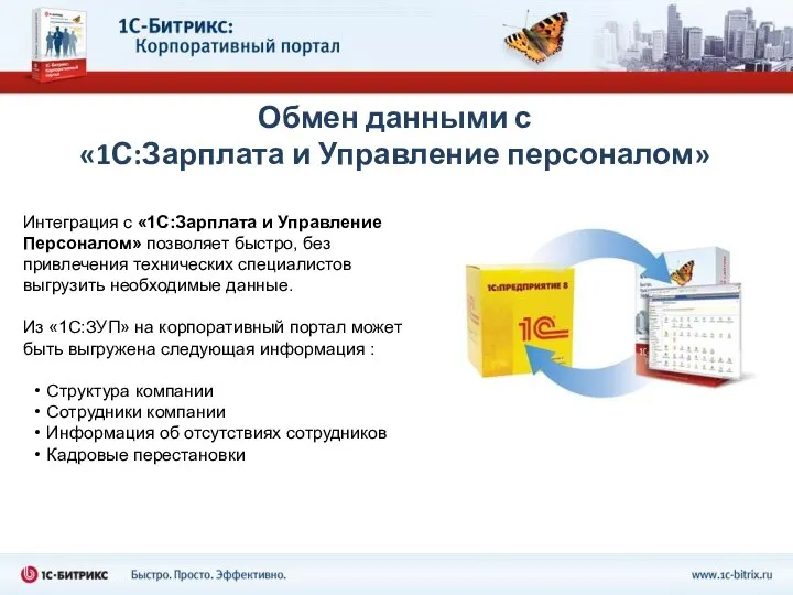 Обмен данными с «1С:Зарплата и Управление персоналом» Интеграция с «1С:Зарплата и