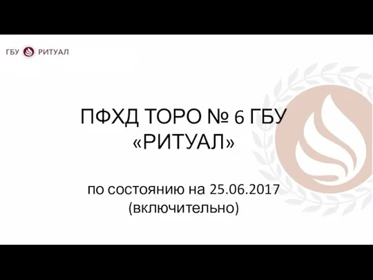 ПФХД ТОРО № 6 ГБУ «РИТУАЛ» по состоянию на 25.06.2017 (включительно)