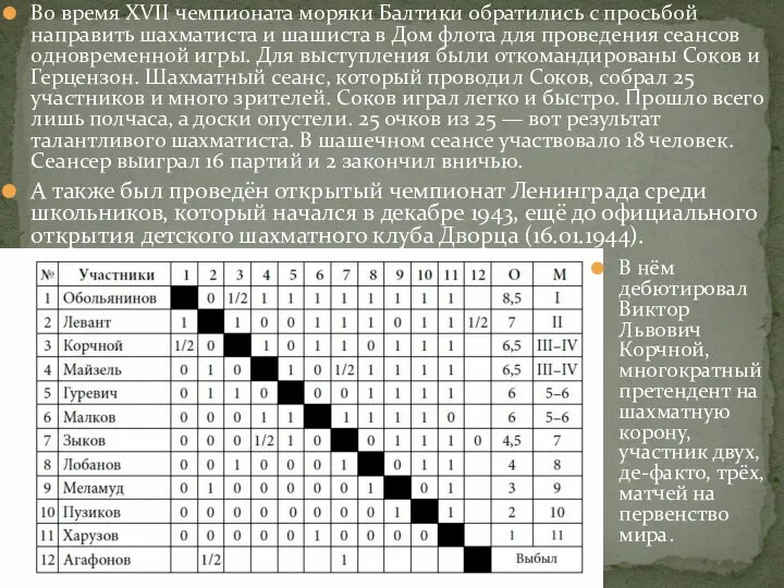 Во время XVII чемпионата моряки Балтики обратились с просьбой направить шахматиста