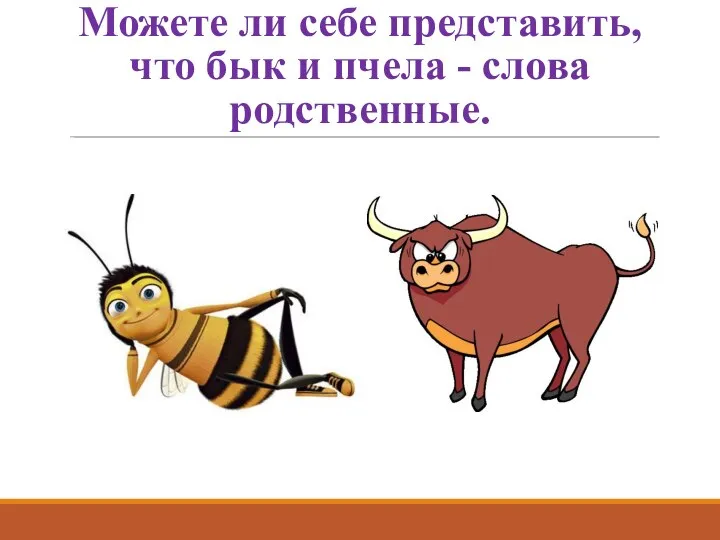 Можете ли себе представить, что бык и пчела - слова родственные.