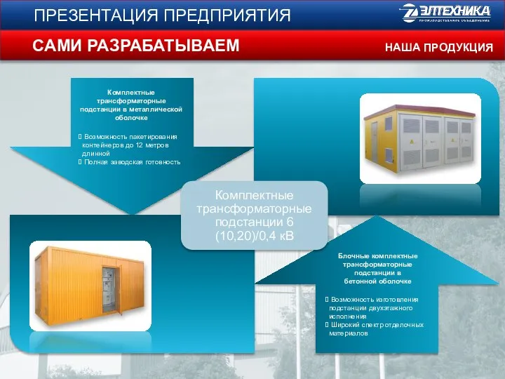 ПРЕЗЕНТАЦИЯ ПРЕДПРИЯТИЯ САМИ РАЗРАБАТЫВАЕМ НАША ПРОДУКЦИЯ Блочные комплектные трансформаторные подстанции в