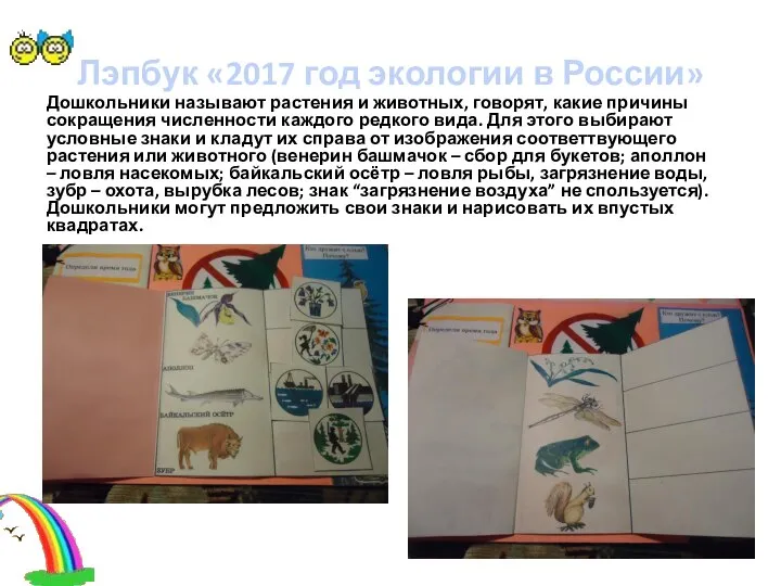 Лэпбук «2017 год экологии в России» Дошкольники называют растения и животных,