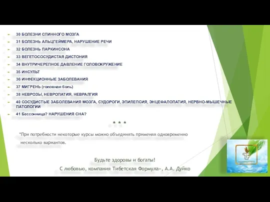 30 БОЛЕЗНИ СПИННОГО МОЗГА 31 БОЛЕЗНЬ АЛЬЦГЕЙМЕРА, НАРУШЕНИЕ РЕЧИ 32 БОЛЕЗНЬ