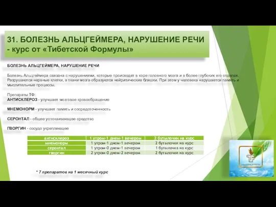 31. БОЛЕЗНЬ АЛЬЦГЕЙМЕРА, НАРУШЕНИЕ РЕЧИ - курс от «Тибетской Формулы» БОЛЕЗНЬ