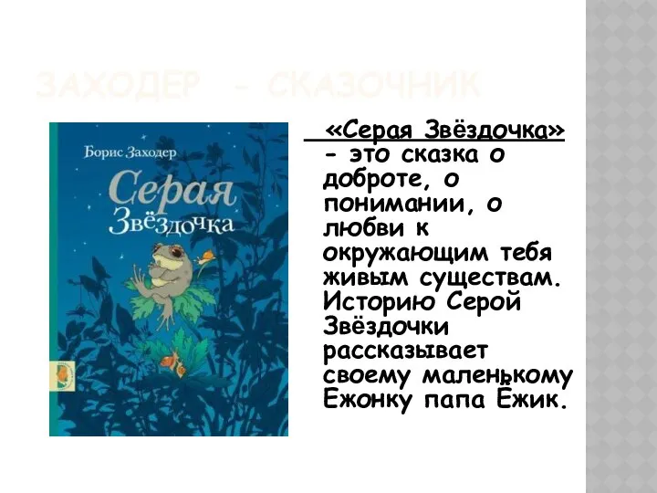 ЗАХОДЕР - СКАЗОЧНИК «Серая Звёздочка» - это сказка о доброте, о