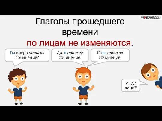 Глаголы прошедшего времени по лицам не изменяются. И он написал сочинение.