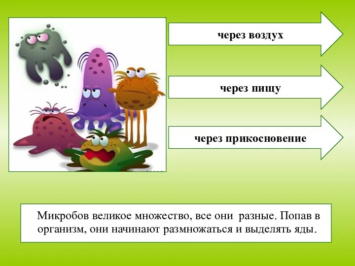 Микробов великое множество, все они разные. Попав в организм, они начинают