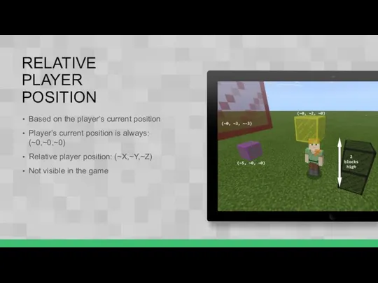 RELATIVE PLAYER POSITION Based on the player’s current position Player’s current