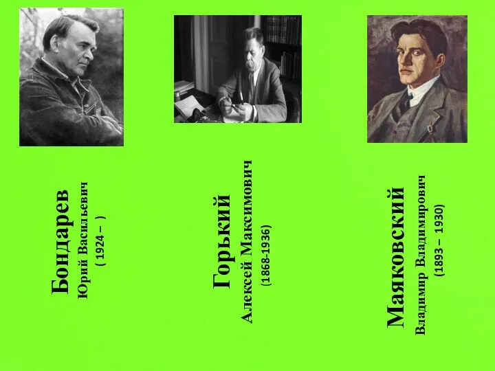 Бондарев Юрий Васильевич ( 1924 – ) Горький Алексей Максимович (1868-1936)