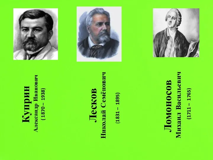 Куприн Александр Иванович ( 1870 – 1938) Лесков Николай Семёнович (1831