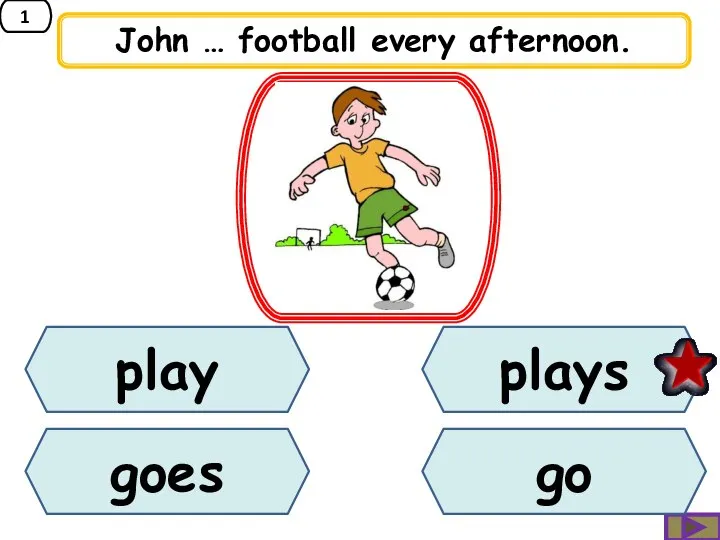 1 John … football every afternoon. play goes plays go