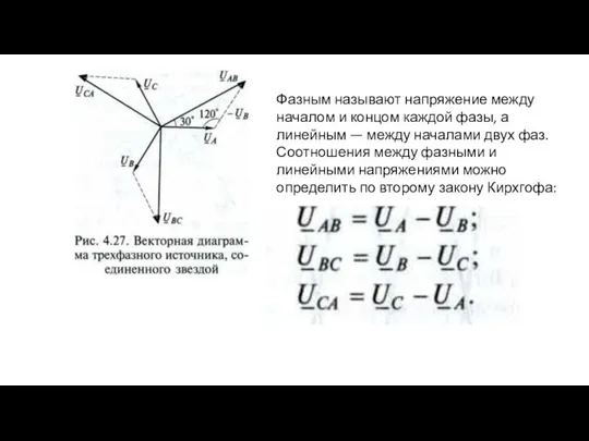 Фазным называют напряжение между началом и концом каждой фазы, а линейным