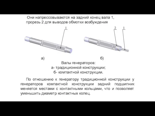 Они напрессовываются на задний конец вала 1, прорезь 2 для выводов