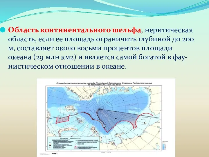 Область континентального шельфа, неритическая область, если ее площадь ограничить глубиной до