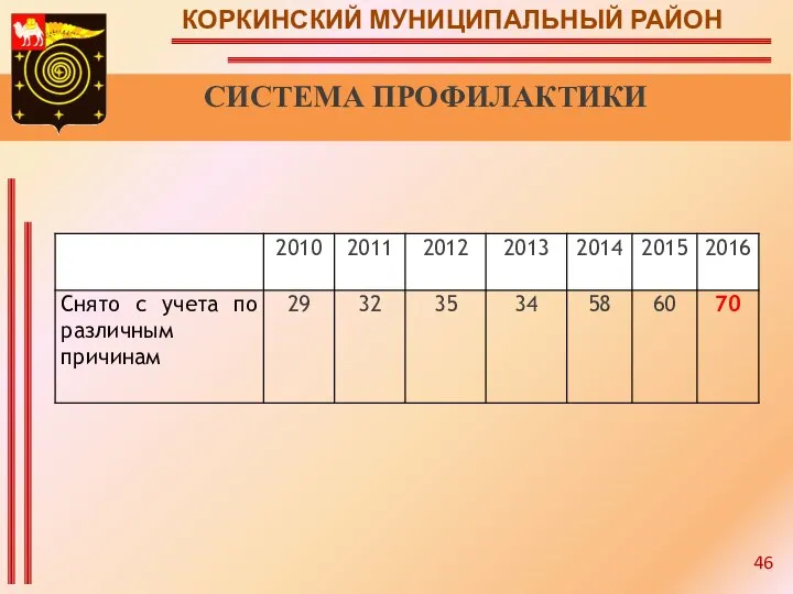 КОРКИНСКИЙ МУНИЦИПАЛЬНЫЙ РАЙОН СИСТЕМА ПРОФИЛАКТИКИ 46