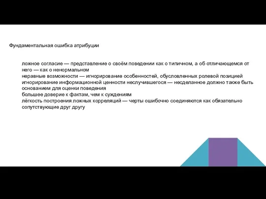 Фундаментальная ошибка атрибуции ложное согласие — представление о своём поведении как