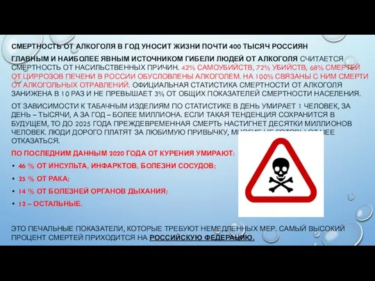 СМЕРТНОСТЬ ОТ АЛКОГОЛЯ В ГОД УНОСИТ ЖИЗНИ ПОЧТИ 400 ТЫСЯЧ РОССИЯН