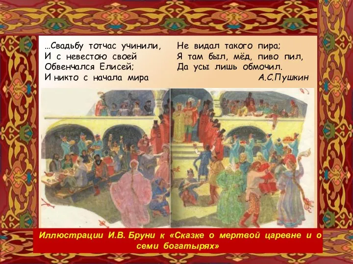 Иллюстрации И.В. Бруни к «Сказке о мертвой царевне и о семи