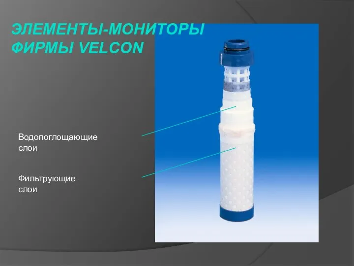 Фильтрующие слои ЭЛЕМЕНТЫ-МОНИТОРЫ ФИРМЫ VELCON Водопоглощающие слои