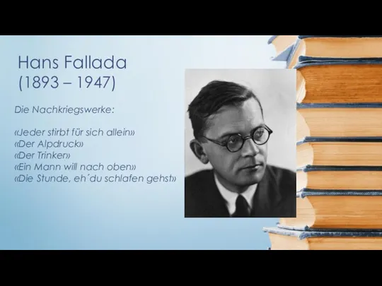 Hans Fallada (1893 – 1947) Die Nachkriegswerke: «Jeder stirbt für sich