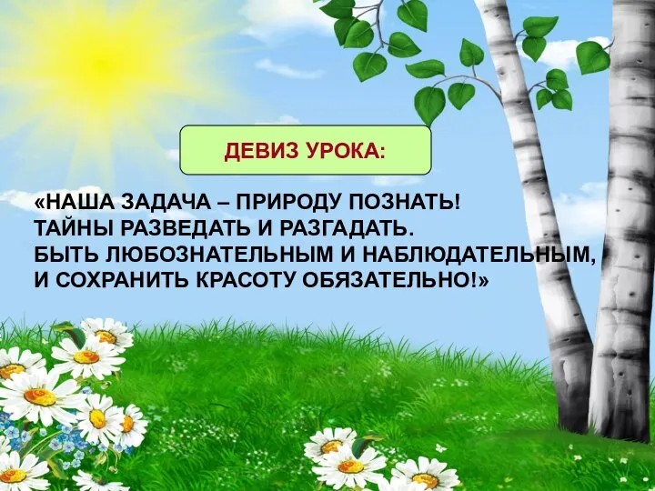 «НАША ЗАДАЧА – ПРИРОДУ ПОЗНАТЬ! ТАЙНЫ РАЗВЕДАТЬ И РАЗГАДАТЬ. БЫТЬ ЛЮБОЗНАТЕЛЬНЫМ