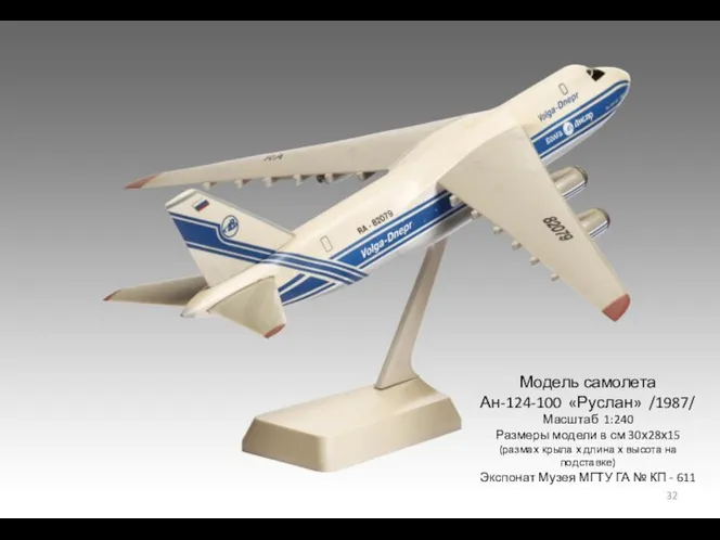 Модель самолета Ан-124-100 «Руслан» /1987/ Масштаб 1:240 Размеры модели в см