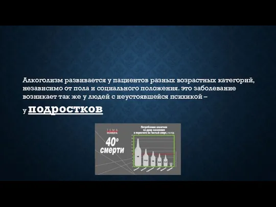 Алкоголизм развивается у пациентов разных возрастных категорий, независимо от пола и