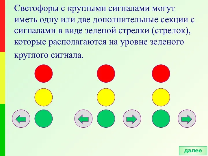 Светофоры с круглыми сигналами могут иметь одну или две дополнительные секции