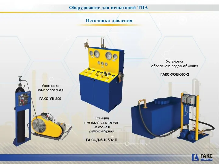 Источники давления Станция пневмоуправляемая насосная двухконтурная ГАКС-Д-5-105/48П Установка оборотного водоснабжения ГАКС-УОВ-500-2