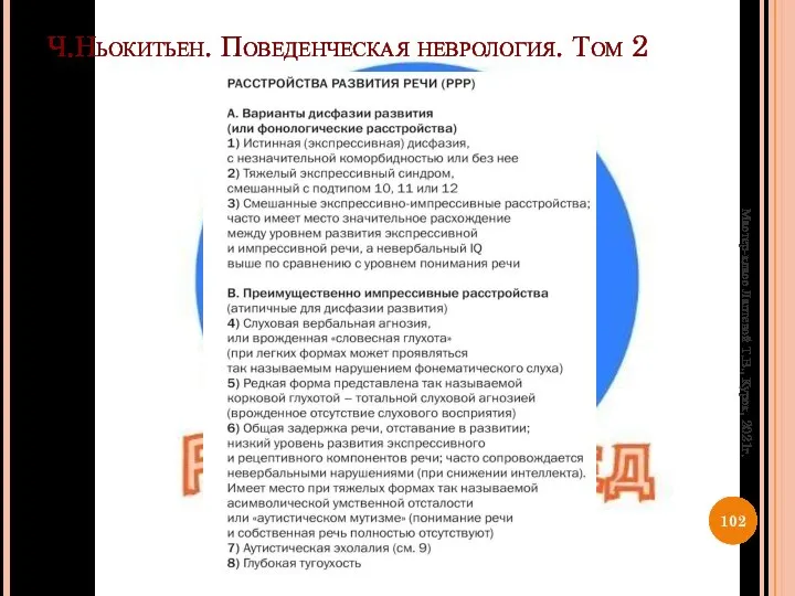 Ч.Ньокитьен. Поведенческая неврология. Том 2 Мастер-класс Лаптевой Т.В., Курск, 2021г.