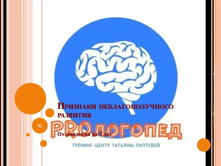 Признаки неблагополучного развития От рождения до 7 лет Мастер-класс Лаптевой Т.В., Курск, 2021г.