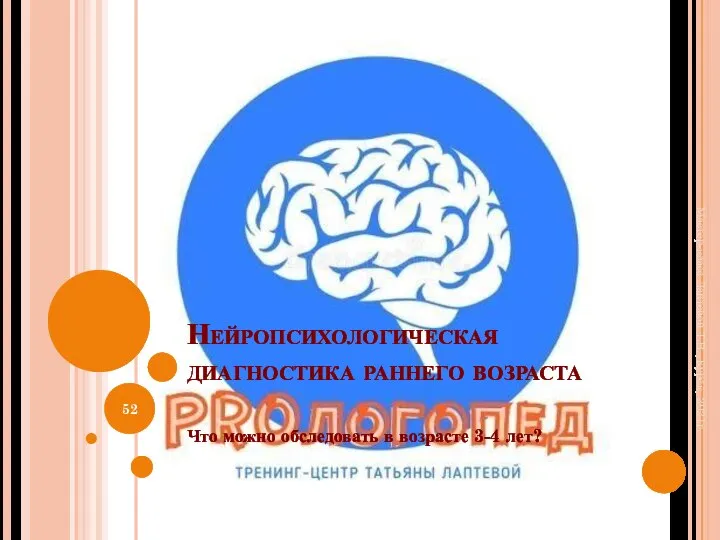 Нейропсихологическая диагностика раннего возраста Что можно обследовать в возрасте 3-4 лет? Мастер-класс Лаптевой Т.В., Курск, 2021г.