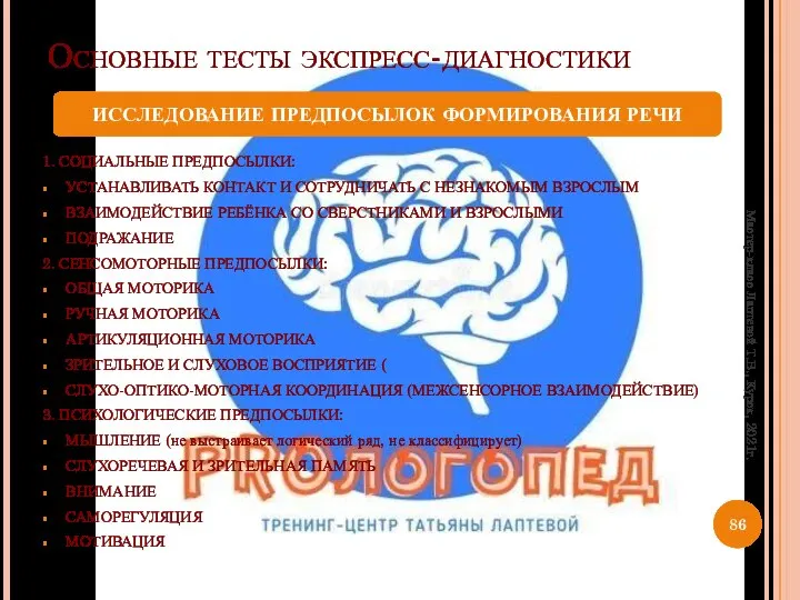 Основные тесты экспресс-диагностики 1. СОЦИАЛЬНЫЕ ПРЕДПОСЫЛКИ: УСТАНАВЛИВАТЬ КОНТАКТ И СОТРУДНИЧАТЬ С