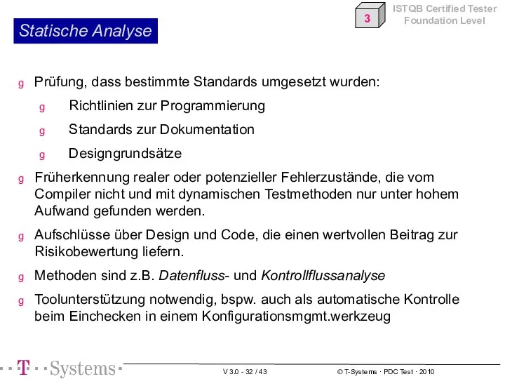 Statische Analyse Prüfung, dass bestimmte Standards umgesetzt wurden: Richtlinien zur Programmierung