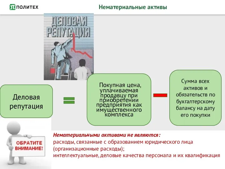 Нематериальные активы Нематериальными активами не являются: расходы, связанные с образованием юридического