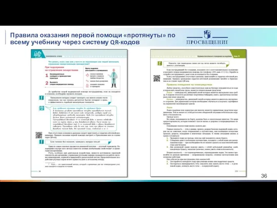 Правила оказания первой помощи «протянуты» по всему учебнику через систему QR-кодов