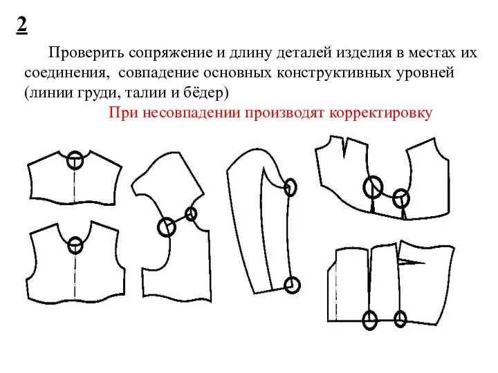 2 Проверить сопряжение и длину деталей изделия в местах их соединения,